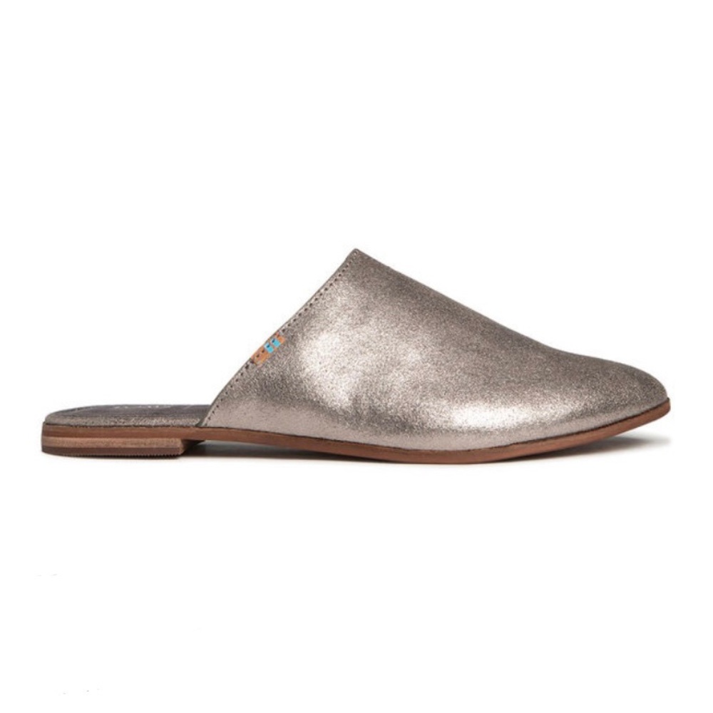 Toms Metallic Silver Flats